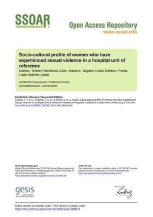 Socio-cultural profile of women who have experienced sexual violence in a hospital unit of reference