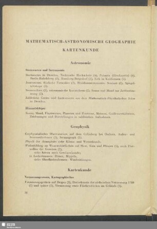 Mathematisch-Astronomische Geographie, Kartenkunde