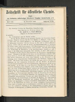 Heft XXI. 15. November 1912. Jahrgang XVIII.