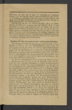 Quellen und Ziel des proletarischen Bildungsbedürfnisses