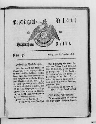 Num. 36., Ausgabe vom 8. Dezember 1815