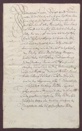 Gültverschreibung des Melchior Kienler und seine Frau Anna Lara, beide zu Durlach, über 160 Gulden Hauptgut, für das sie jährlich acht Gulden an die Amtskellerei zu Durlach zahlen.