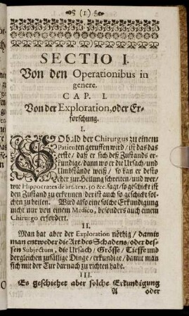 Sectio I. Von den Operationibus in genere.
