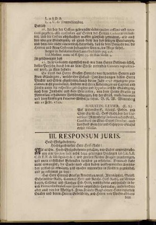 III. Responsum Juris
