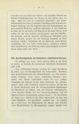 VIII. Das Dienstgebäude des Königlichen statistischen Bureaus