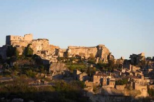 Frankreich. Provence. Bouches du Rhone. Les Baux de Provence. Les Alpilles. Burg und Ort im Abendlicht