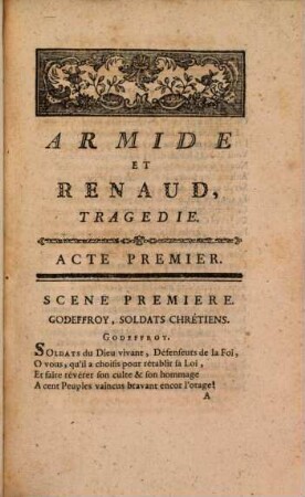 Armide et Renaud : Tragedie