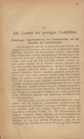 III. Die Technik der geistigen Produktion
