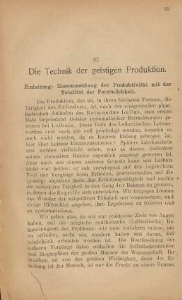 III. Die Technik der geistigen Produktion