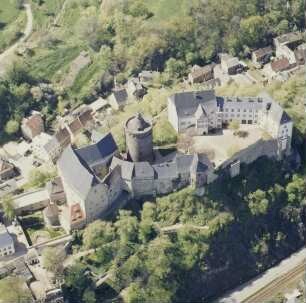 Leisnig. Burg Mildenstein. Luftbild-Schrägaufnahme von Osten