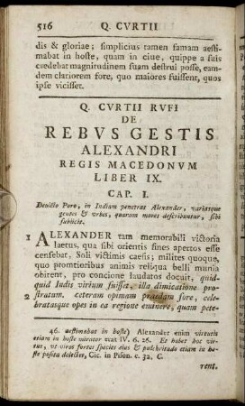 Q. Curtii Rufi De Rebus Gestis Alexandri Regis Macedonum Liber IX.