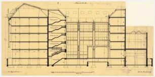 Warenhaus Wertheim, Leipziger Straße, Berlin 3. Bauabschnitt: Querschnitt durch den 1. Seitenhof, 1:100