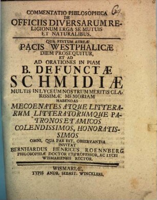 Commentatio philos. de officiis diversarum religionum erga se mutuis et naturalibus