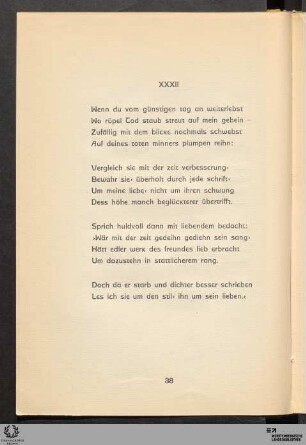 XXXII: Wenn du vom günstigen tag an weiterlebst
