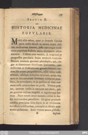 Sectio II. De Historia Medicinae Popularis.