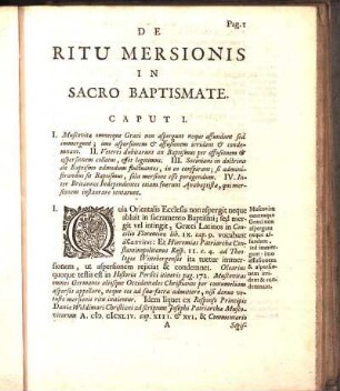 De Ritu Mersionis In Sacro Baptismate.