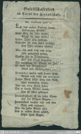 Gesellschaftslied im Circul der Freundschaft : Mel. Gaudeamus igitur