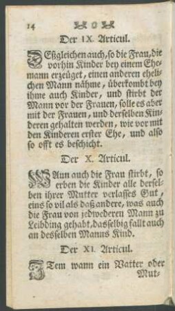 Der XI. Articul