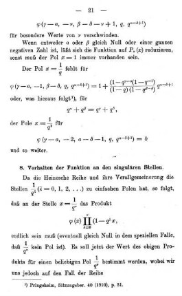 8. Verhalten der Funktion an den singulären Stellen.