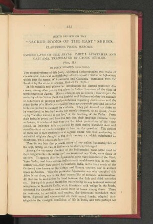 Ninth Reviews on the "Sacred Books of the East" Series.