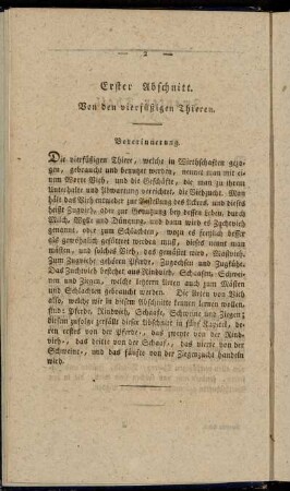 Erster Abschnitt. Von den vierfüßigen Thieren