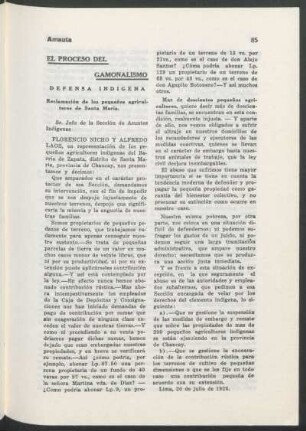 El proceso del gamonalismo