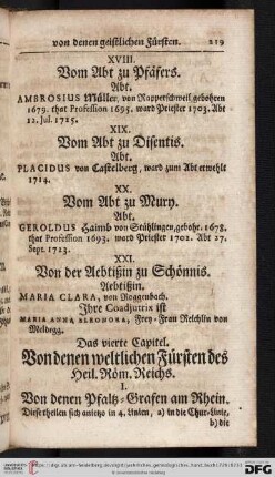 Das vierte Capitel. Von denen weltlichen Fürsten des Heil. Röm. Reichs