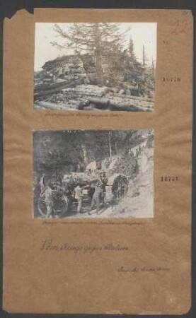 Zerschossene ital. Stellung am Monte Coston