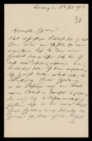 37: Brief von Max Greiff an Gottlieb Planck, Bückeburg, 24.7.1903