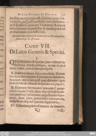 Caput VII. De Loco Generis & Speciei.