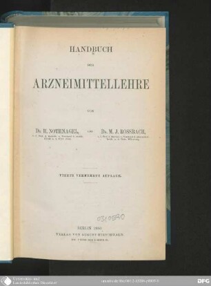 Handbuch der Arzneimittellehre