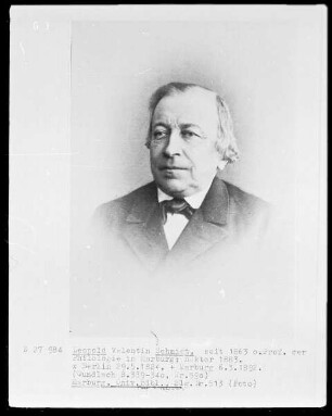 Leopold Valentin Schmidt (1824-1892), 1863-1992 Professor der Philologie in Marburg