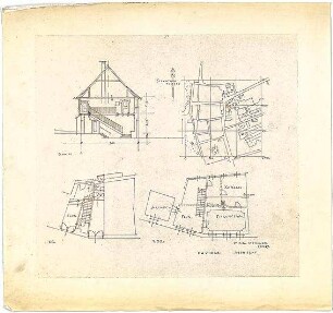 Döllgast, Hans; Marktbreit; Rathaus - Grundriss; Ansicht; Schnitt
