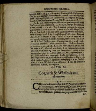 Caput IX. De Cognatis & Affinibus emphyteuseos.