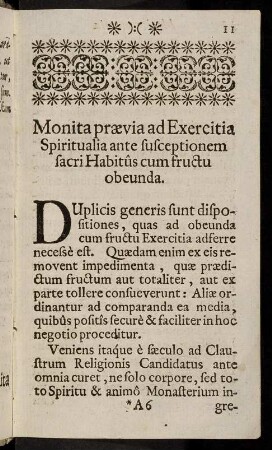 11-27, Monita praevia ad Exercitia
