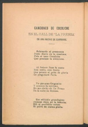 Canciones de Cocoliche - En el hall de "la prensa" : En una noche de carnaval