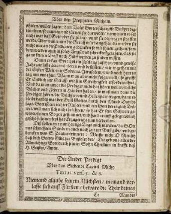 Die Ander Predigt. Textus a vers. 5. & 6.