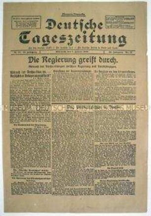 "Deutsche Tageszeitung" zum "Spartakus-Aufstand" in Berlin