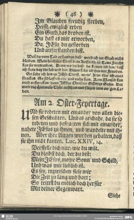 Am 2. Oster-Feyertage