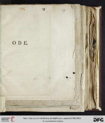 Ode Sur Le Jubilé Séculaire, Que Cèlèbre L'Université D'Heidelberg Le 6 Nov. 1786