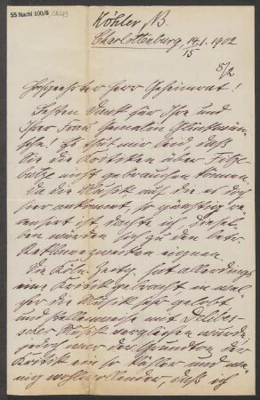 Brief an Ludwig Strecker  und B. Schott's Söhne : 14.01.1902