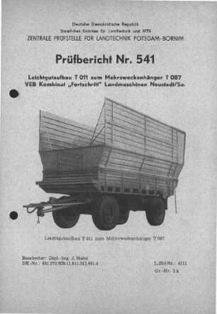 Leichtgutaufbau T 011 zum Mehrzweckanhänger T 087