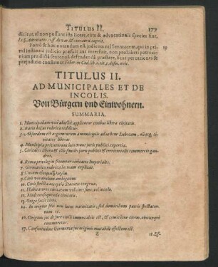 Titulus II. Ad Municipales Et De Incolis. Von Bürgern und Einwohnern.