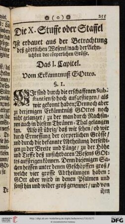 Die X. Stuffe oder Staffel ist erbauet aus der Betrachtung deß goettlichen Wesens, nach der Aehnlichkeit der coerperlichen Groesse