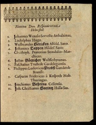 Nomina Dnn. Respondentium Helmestad: