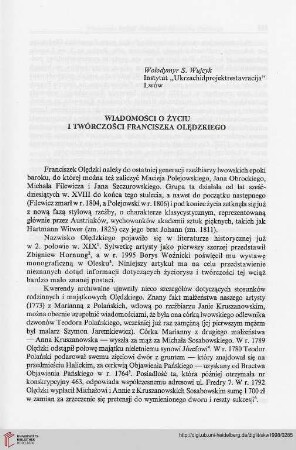 3: Wiadomości o życiu i twórczości Franciszka Olędzkiego