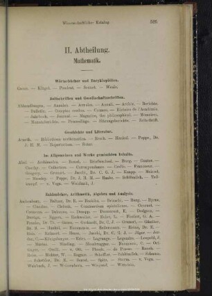 II. Abtheilung. Mathematik