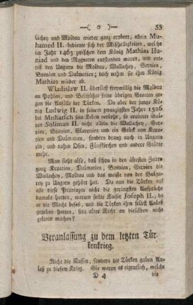 Veranlassung zu dem letzten Türkenkrieg.