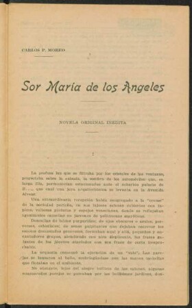 Sor María de los Angeles : novela original inédita