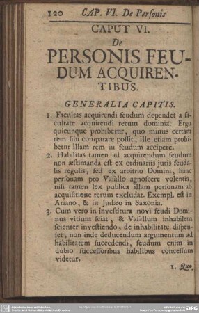 Caput VI. De Personis Feudum Acquirentibus